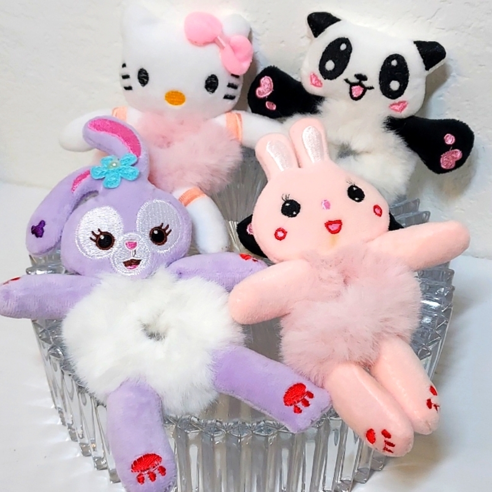 Plush Hair Tie - Soft, Stretchy Elastic Ponytail Holder 4-bundle